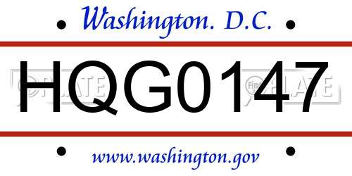 HQG0147 District Of Columbia License Plate