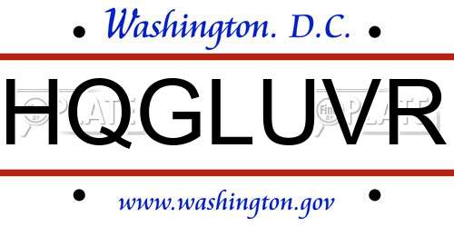 HQGLUVR District Of Columbia License Plate