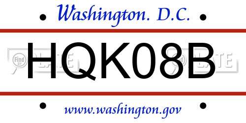 HQK08B District Of Columbia License Plate