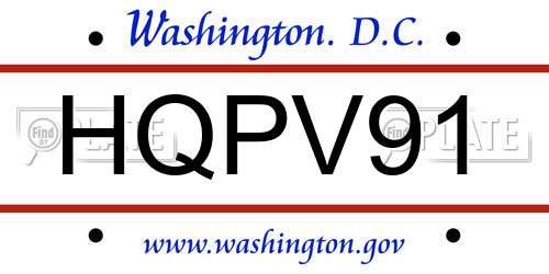 HQPV91 District Of Columbia License Plate