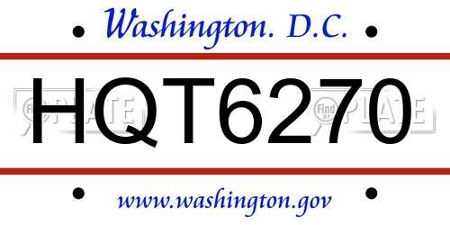 HQT6270 District Of Columbia License Plate