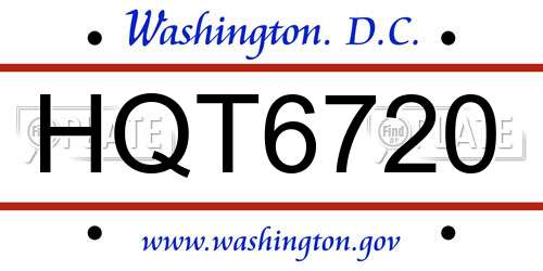 HQT6720 District Of Columbia License Plate