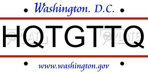 HQTGTTQ District Of Columbia License Plate