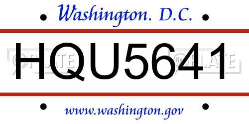 HQU5641 District Of Columbia License Plate
