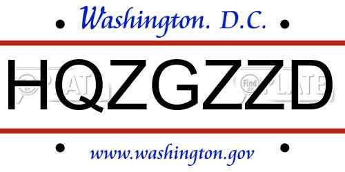 HQZGZZD District Of Columbia License Plate