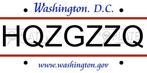 HQZGZZQ District Of Columbia License Plate