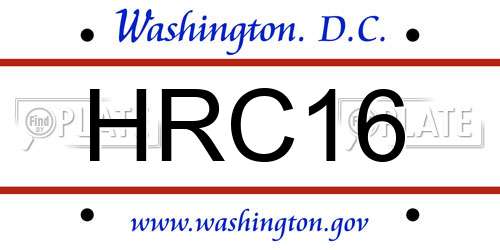 HRC16 District Of Columbia License Plate