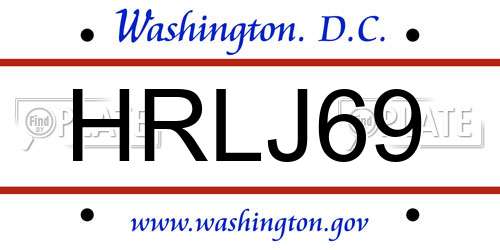 HRLJ69 District Of Columbia License Plate