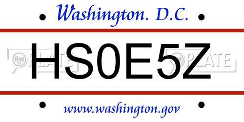HS0E5Z District Of Columbia License Plate