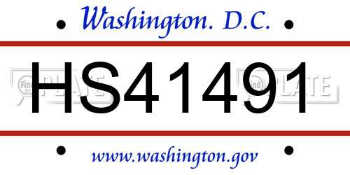 HS41491 District Of Columbia License Plate