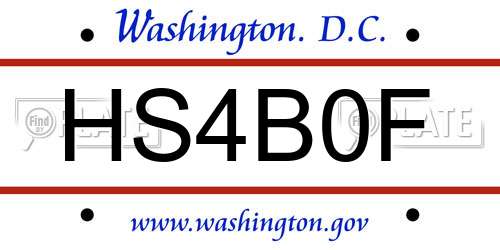 HS4B0F District Of Columbia License Plate