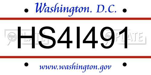 HS4I491 District Of Columbia License Plate