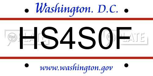 HS4S0F District Of Columbia License Plate