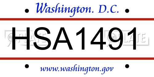 HSA1491 District Of Columbia License Plate