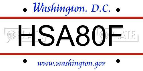 HSA80F District Of Columbia License Plate