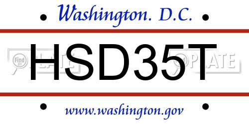 HSD35T District Of Columbia License Plate