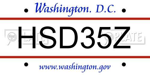 HSD35Z District Of Columbia License Plate