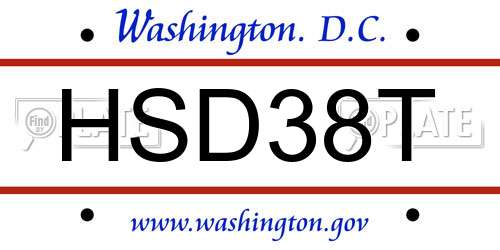 HSD38T District Of Columbia License Plate