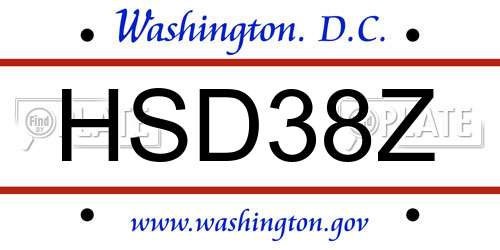 HSD38Z District Of Columbia License Plate