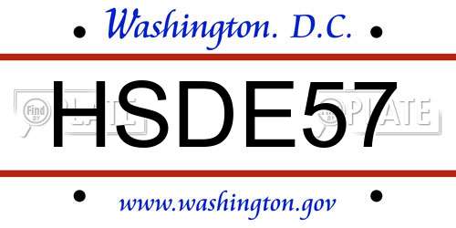 HSDE57 District Of Columbia License Plate