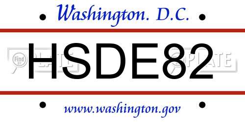 HSDE82 District Of Columbia License Plate