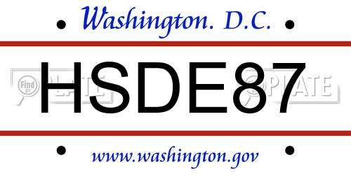 HSDE87 District Of Columbia License Plate