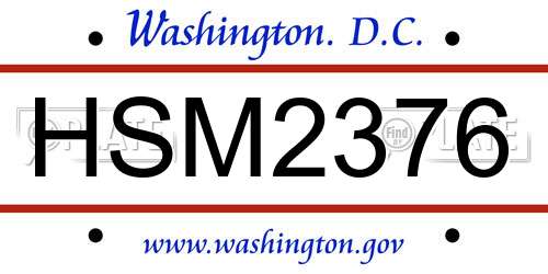 HSM2376 District Of Columbia License Plate