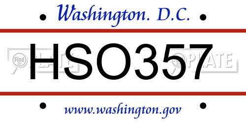 HSO357 District Of Columbia License Plate