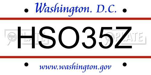 HSO35Z District Of Columbia License Plate