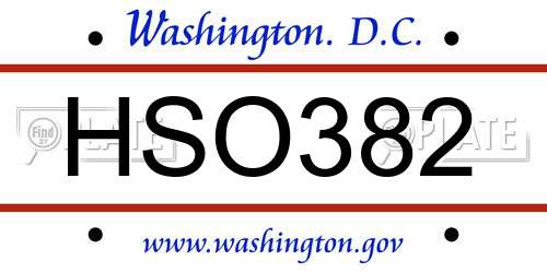 HSO382 District Of Columbia License Plate