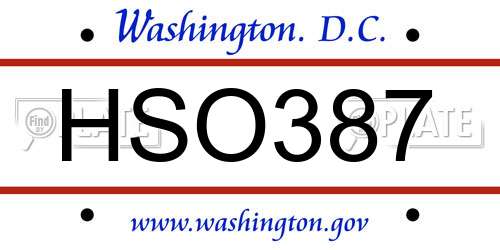 HSO387 District Of Columbia License Plate