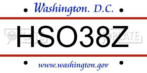 HSO38Z District Of Columbia License Plate