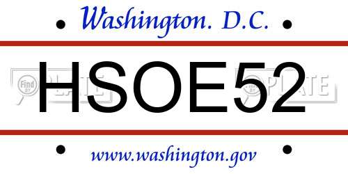 HSOE52 District Of Columbia License Plate