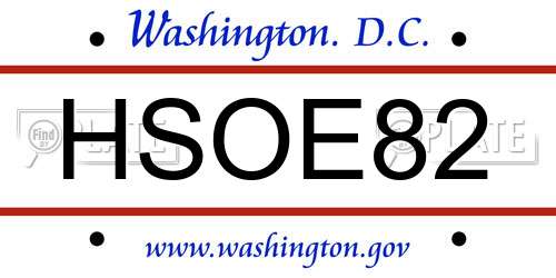 HSOE82 District Of Columbia License Plate