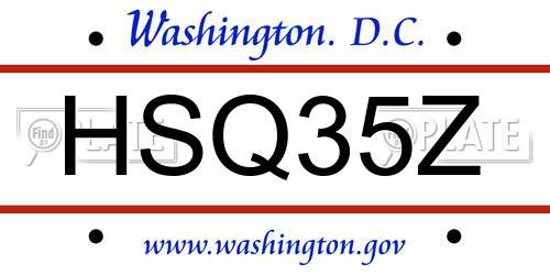 HSQ35Z District Of Columbia License Plate