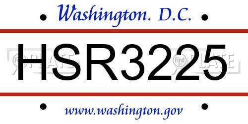 HSR3225 District Of Columbia License Plate