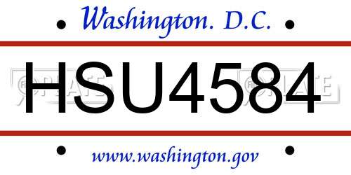 HSU4584 District Of Columbia License Plate