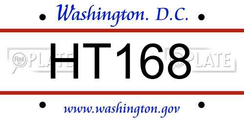 HT168 District Of Columbia License Plate
