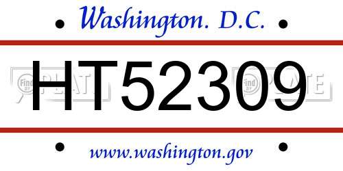 HT52309 District Of Columbia License Plate