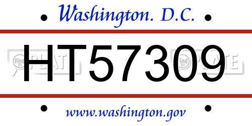 HT57309 District Of Columbia License Plate