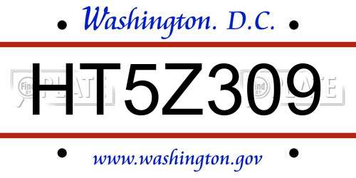 HT5Z309 District Of Columbia License Plate