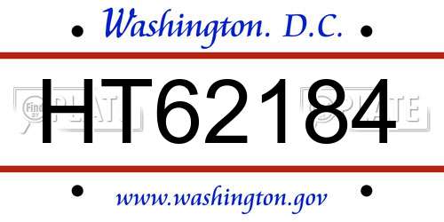 HT62184 District Of Columbia License Plate