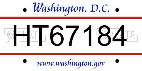 HT67184 District Of Columbia License Plate