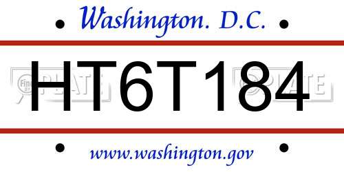 HT6T184 District Of Columbia License Plate