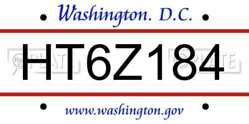 HT6Z184 District Of Columbia License Plate