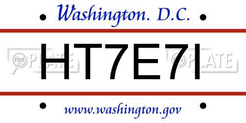 HT7E7I District Of Columbia License Plate