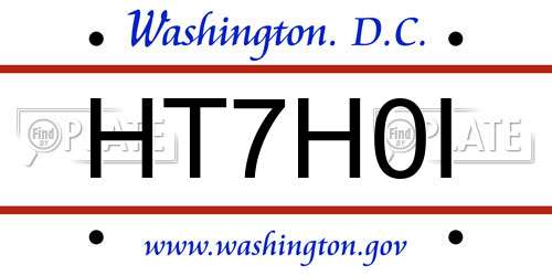 HT7H0I District Of Columbia License Plate