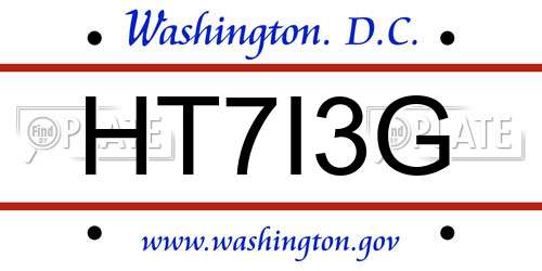 HT7I3G District Of Columbia License Plate