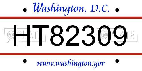 HT82309 District Of Columbia License Plate