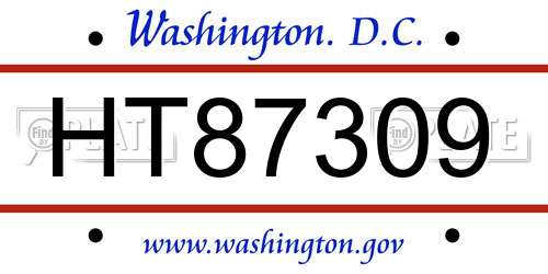 HT87309 District Of Columbia License Plate